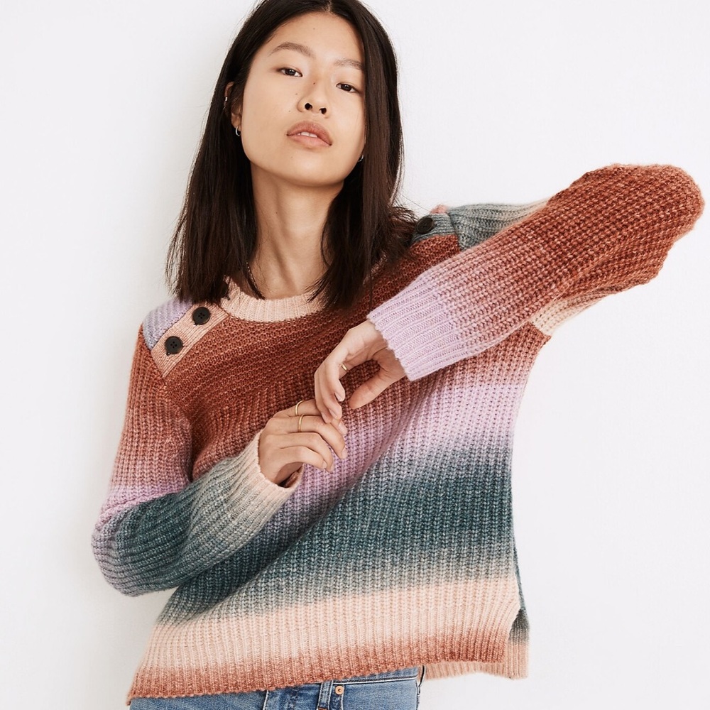 Madewell Space-Dyed Button-Shoulder Pullover Sweater